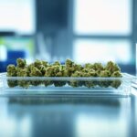 Fleurs de cbd sur un plateau